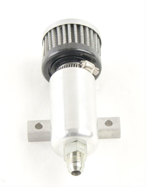 PSC Catch Cans RV00 Can, Round, Vented, Aluminum, Natural, Internal Rollover Valve, Each
