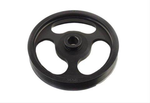 PSC Power Steering Pulleys PP3608 Pulley, Saginaw, 6-Groove Serpentine Style, Billet Aluminum, Black, 6 in. O.D., GM LS Engines, Each