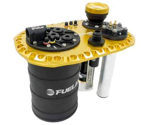 FUELAB Gold Quick Service Surge Tanks 62721-2 Fuelab Tank, 340 LPH Lift Pump, Single 500 LPH, 1400 HP Max, Mounting Bracket, Hardware, Gasket, Each