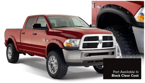 Bushwacker Color-Matching Pocket Style Fender Flares for 2016-2019 2500, 3500 - 50919-35 Flares, Style, Front/Rear, Dura-Flex Thermoplastic, Black Clear Coat, Ram, Set of 4
