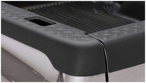Bushwacker Ultimate Bed Rail Caps 59503 Caps, Ultimate, Diamond Plate, Plastic, Matte Black, Stake Hole Pockets, Dodge, Pair