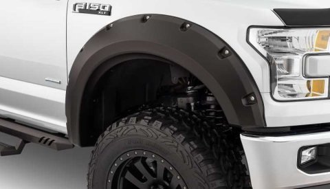 Bushwacker Pocket-Style Fender Flares 20100-02 Flares, Pocket Style, Rear, Dura-Flex Thermoplastic, Matte Black, Ford, Pair