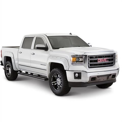 Bushwacker Color-Matching Pocket Style Fender Flares for 2017-2019 SIERRA 2500 HD, 3500 HD - 40967-84 Flares, Style, Dura-Flex Thermoplastic, Iridium Metallic, 1.750 in. Front/2.000 in. Rear Flare Width, GMC, Set of 4