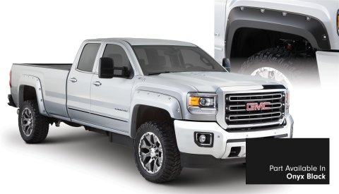 Bushwacker Color-Matching Pocket Style Fender Flares for 2017-2025 SIERRA 2500 HD, 3500 HD - 40967-34 Flares, Style, Front/Rear, Dura-Flex Thermoplastic, Onyx Black, GMC, Set of 4