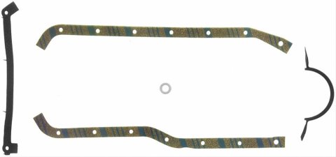 Fel-Pro Marine Oil Pan Gaskets 17950 Gaskets, Marine, Cork, Rubber, 2-piece Rear Main Seal Style, Chevy, GMC, 153, 181, Set