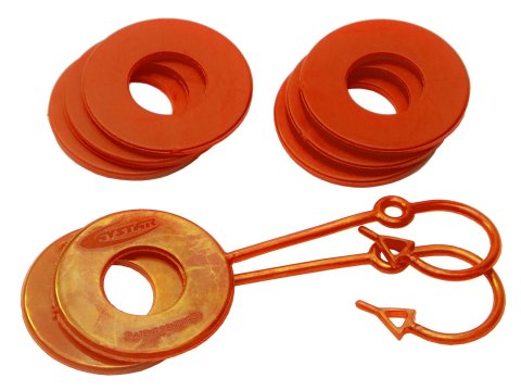 Daystar D-Ring Washers KU70061FA Locking Washers, Polyurethane, Fluorescent Orange, 3/4 in. Shackles, Set of 8