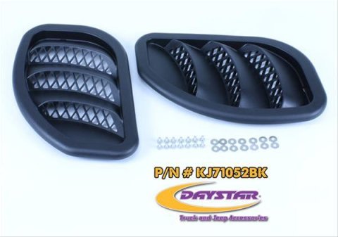Daystar Hood Vents KJ71052BK Vents, ABS Plastic, Black, Jeep, Pair