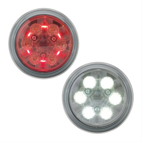 J. W. Speaker 6043 LED Work Lights 344731 Auxiliary Light, Work/Taillight, LED, 4.5 in. Round, Red/Clear, Aluminum, 12-24 V, Each