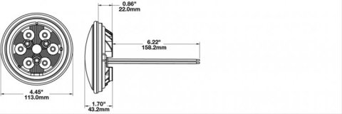 J. W. Speaker 6042 LED Taillights 343211 Taillight, Stop/Taillight, LED, 4.5 in. Round, Clear, Aluminum, 12-24 V, Each