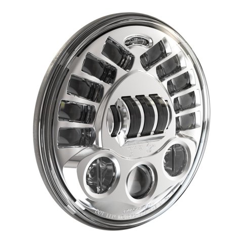 J. W. Speaker 8790 Adaptive 2 LED Headlights 555061 Headlight, LED, Round, Clear Lens, Gray Housing, Chrome Inner Bezel and Mounting Ring, 7.000 in. Diameter, Each