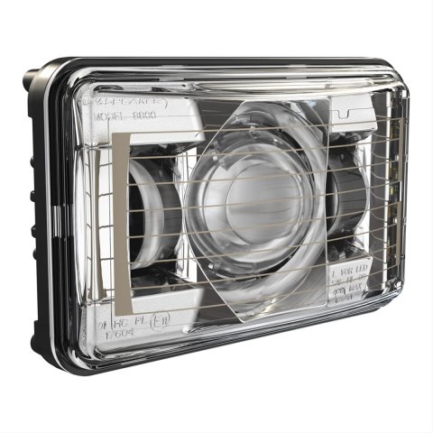 J. W. Speaker 8800 Evolution 2 SmartHeat LED Headlights 551781 Headlight, LED, Rectangle, Clear Lens, Black Housing, Chrome Bezel, Heated, 6.600 in. Length, 4.220 in. Height, Each