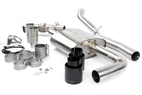 Dinan Free Flow Stainless Exhaust Systems D660-0089-BLK System, Axle Back, 304 Stainless, Split Rear, Black Tips, BMW, X1, X2, 2.0L, XDrive, Kit