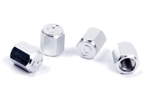 Dinan Valve Stem Caps D757-0008 Caps, Logo, Aluminum, Silver Anodized, Set of 4