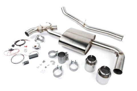 Dinan Free Flow Stainless Exhaust Systems D660-0084 Systems, Stainless, Rear Axle-back, Single In/Dual Out, Steel, Natural, Split Rear Exit, Polished Tips, Mini, 2.0L, Kit