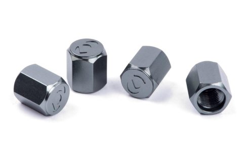 Dinan Valve Stem Caps D757-0009 Caps, Logo, Aluminum, Gunmetal Anodized, Set of 4