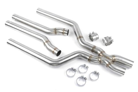 Dinan High-Flow X-Pipes D660-0092 Crossover Pipes, Resonator Delete, X-Pipe, Stainless Steel, Natural, 82.55mm Diameter, BMW, Kit