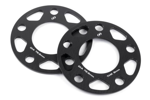 Dinan 0.236 inch Wheel Spacers D210-2036 Spacer, Billet Aluminum, Black, 6.00mm Thickness, 72.60mm Center Bore Diameter, Pair