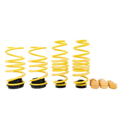 ST Suspensions Adjustable Lowering Springs 27381054 Springs, Height, Front and Rear, Yellow Powdercoated, Use with Factory Dampers, Audi. Volkswagen, Kit