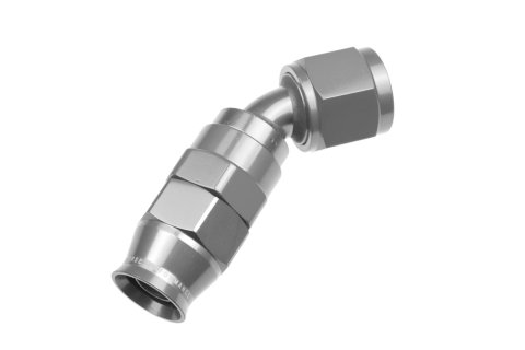 Redhorse Performance 1200 Series Reuseable PTFE Hose Ends 1245-06-5 Ends, Series, Reuseable, PTFE, -6 AN Female Threads, Reusable swivel, 45 degree, -6 AN Hose, Aluminum, Clear Anodized, Each