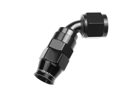 Redhorse Performance 1200 Series Reuseable PTFE Hose Ends 1260-06-2 Ends, Series, Reuseable, PTFE, -6 AN Female Threads, Reusable swivel, 60 degree, -6 AN Hose, Aluminum, Black Anodized, Each