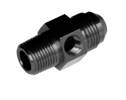 Redhorse Performance 9194 Series Gauge Adapters 9194-08-06-2 Fitting, Pressure Adapter, Straight, Aluminum, Black Anodized, -8 AN Male, 3/8 in. NPT Male, 1/8 in. NPT Female, Each
