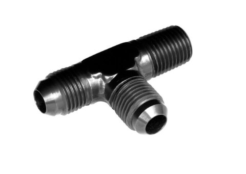 Redhorse Performance 826 Series Tee Adapter Fittings 826-04-02-2 Fitting, Adapter, AN with 1/8 in. NPT on the run, -4 AN, Aluminum, Black Anodized, Each
