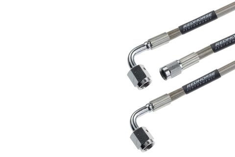 Redhorse Performance 3390 Series Universal Brake Hoses 3390-03-09 Line, Universal, 3300 Series, Braided Stainless Steel, 9 in. Length, -3 AN Female, -3 AN Female 90 Degree, Each