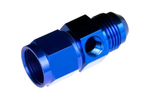 Redhorse Performance 9192 Series Gauge Adapters 9192-08-1 Fitting, Pressure Adapter, Straight, Aluminum, Blue Anodized, -8 AN Male, -8 AN Female, 1/8 in. NPT Female, Each