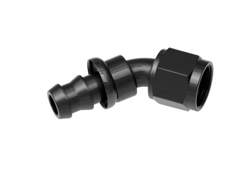 Redhorse Performance 2000 Series Push-Lock Hose Ends 2045-16-2 Ends, Series, Push Lock, -16 AN Female Threads, Socketless barb, 45 degree, -16 AN Hose, Aluminum, Black Anodized, Each