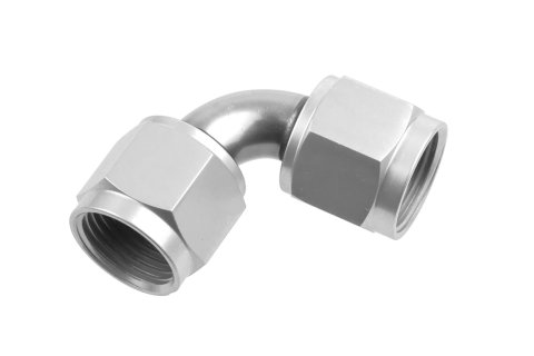 Redhorse Performance 8190 Series Couplers 8190-06-5 Fitting, Coupler, Union, AN to AN, 90 Degree, Aluminum, Clear Anodized, -6 AN, -6 AN, Swivel, Each