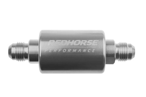 Redhorse Performance 4151 Series 100 Microns Fuel Filter with -6 AN Inlet Size 4151-06-5 Filter, Inline Mount, Aluminum, Clear Anodized, Microns, Male Inlet/Outlet, Each