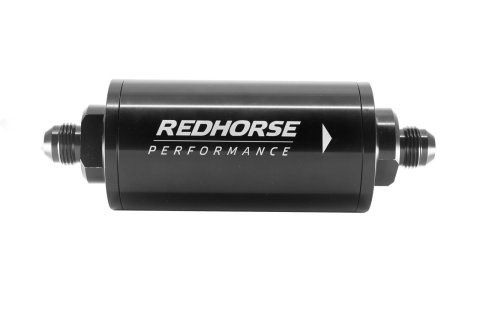Redhorse Performance 4651 Series 100 Microns Fuel Filter with -6 AN Inlet Size 4651-06-2-100 Filter, Inline Mount, Aluminum, Black Anodized, Microns, Male Inlet/Outlet, Each