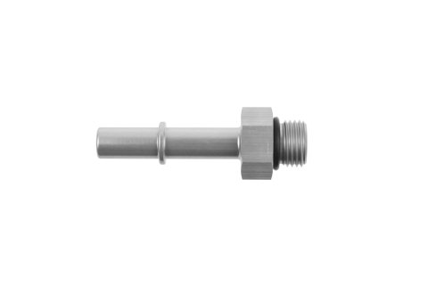 Redhorse Performance 812 Series Push On EFI Fittings 812-06-06-5 Fuel Rail Fitting, Aluminum, Clear Anodized, 3/8 in. Male Spring Lock to -6 AN ORB Male Threads, Each