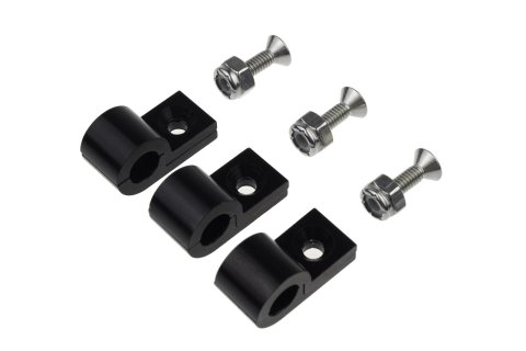 Redhorse Performance 320 Series Hard Line Clamps 320-14-2 Hose Mounting Clamps, Aluminum, Black Anodized, 1/4 in. Diameter Hole, Set of 6