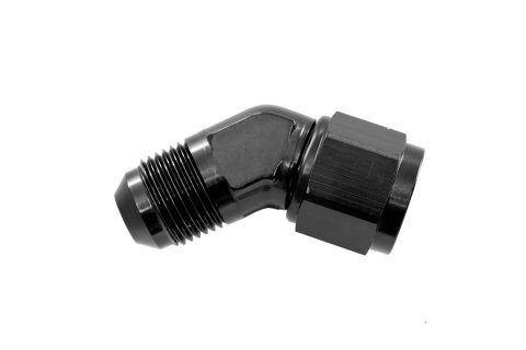 Redhorse Performance 8245 Series Couplers 8245-06-06-2 Fitting, Coupler, Union, AN to AN, 45 Degree, Aluminum, Black Anodized, -6 AN, -6 AN, Swivel, Each