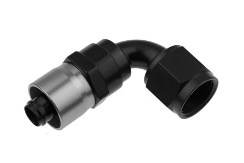 Redhorse Performance 7000 Series Crimp Style Hose End Fittings 7090-16-2 Ends, Series, Style, -16 AN Female Threads, Socketless barb, 90 degree, -16 AN Hose, Aluminum, Black Anodized, Each