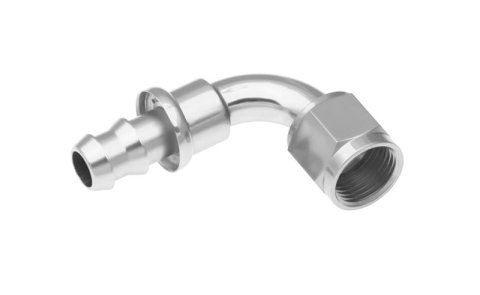 Redhorse Performance 2000 Series Push-Lock Hose Ends 2090-06-5 Ends, Series, Push Lock, -6 AN Female Threads, Socketless barb, 90 degree, -6 AN Hose, Aluminum, Clear Anodized, Each
