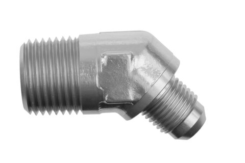 Redhorse Performance 823 Series 45 Degree AN to NPT Adapter Fittings 823-06-04-5 Fitting, Adapter, NPT, Degree, Aluminum, Clear Anodized, -6 AN, 1/4 in. NPT, Each