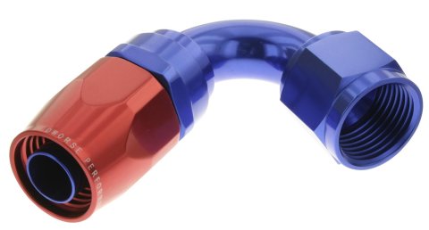 Redhorse Performance 1000 Series Swivel Seal Hose Ends 1120-06-1 Ends, Series, Seal, -6 AN Female Threads, Reusable swivel, 120 degree, -6 AN Hose, Aluminum, Red/Blue Anodized, Each