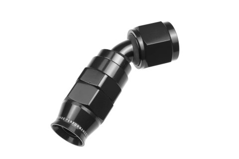 Redhorse Performance 1200 Series Reuseable PTFE Hose Ends 1245-04-2 Ends, Series, Reuseable, PTFE, -4 AN Female Threads, Reusable swivel, 45 degree, -4 AN Hose, Aluminum, Black Anodized, Each