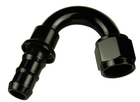 Redhorse Performance 2000 Series Push-Lock Hose Ends 2150-08-2 Ends, Series, Push Lock, -8 AN Female Threads, Socketless barb, 150 degree, -8 AN Hose, Aluminum, Black Anodized, Each