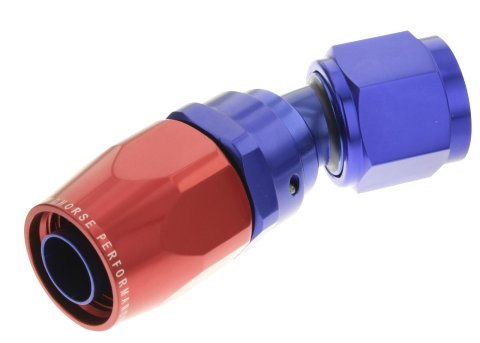 Redhorse Performance 1000 Series Swivel Seal Hose Ends 1030-06-1 Ends, Series, Seal, -6 AN Female Threads, Reusable swivel, 30 degree, -6 AN Hose, Aluminum, Red/Blue Anodized, Each