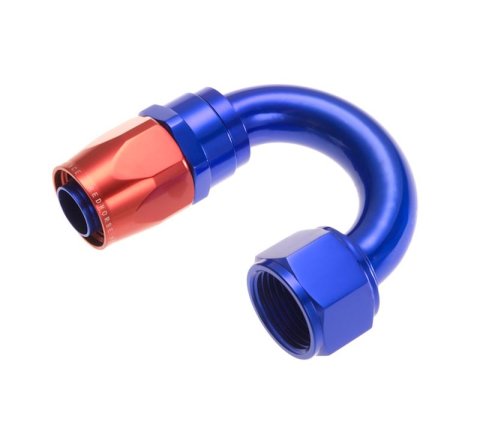 Redhorse Performance 1000 Series Swivel Seal Hose Ends 1180-06-1 Ends, Series, Seal, -6 AN Female Threads, Reusable swivel, 180 degree, -6 AN Hose, Aluminum, Red/Blue Anodized, Each