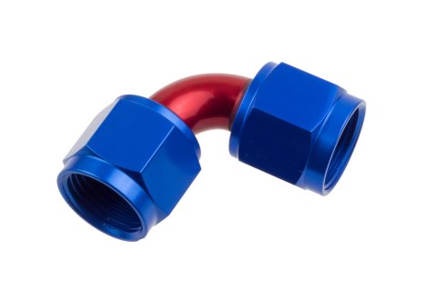 Redhorse Performance 8190 Series Couplers 8190-08-1 Fitting, Coupler, Union, AN to AN, 90 Degree, Aluminum, Red/Blue Anodized, -8 AN, -8 AN, Swivel, Each