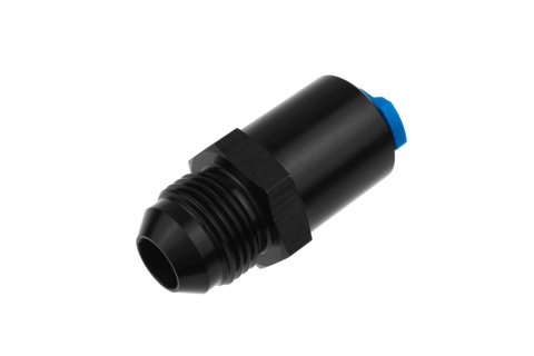 Redhorse Performance 880 Series Fuel Line Adapter Fittings 880-08-06-2 Fitting, Push-On EFI, Straight, Male -8 AN, Female Quick-Connect, Threaded Cap, 3/8 in., Aluminum, Black Anodized, Each