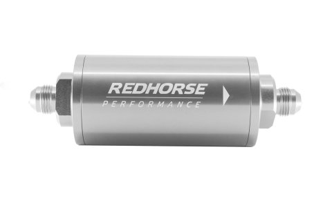 Redhorse Performance 4651 Series 10 Microns Fuel Filter with -12 AN Inlet Size 4651-12-5-10 Filter, Inline Mount, Aluminum, Clear Anodized, Microns, Male Inlet/Outlet, Each