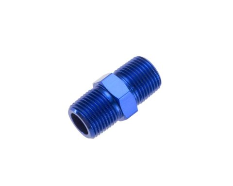 Redhorse Performance 911 Series NPT Male Nipple Fittings 911-02-1 Fitting, Coupler, to NPT, Straight, Aluminum, Blue Anodized, 1/8 in. NPT, 1/8 in. NPT, Each