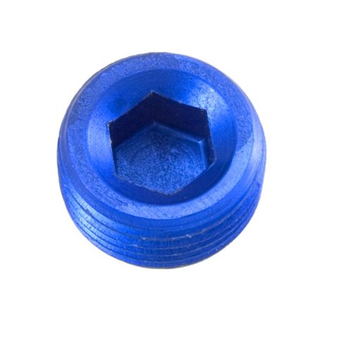 Redhorse Performance 932 Series Pipe Plugs 932-08-1 Fitting, Socket Plug, Internal Allen Head, Aluminum, Blue Anodized, 1/2 in. NPT, Male Threads, Each