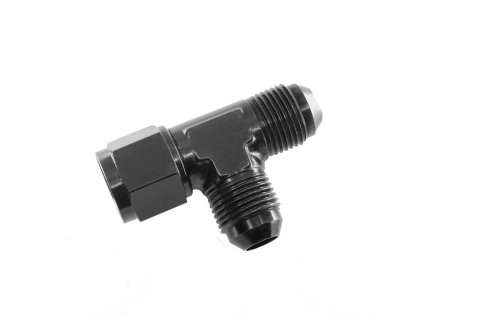 Redhorse Performance 828 Series Tee Adapter Fittings 828-12-2 Fitting, Adapter, AN with Female Swivel On Run -12 AN, Aluminum, Black Anodized, Each