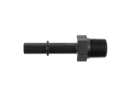Redhorse Performance 813 Series Push On EFI Fittings 813-06-06-2 Fuel Rail Fitting, Aluminum, Black Anodized, 3/8 in. Male Spring Lock to 3/8 in. NPT Male Threads, Each